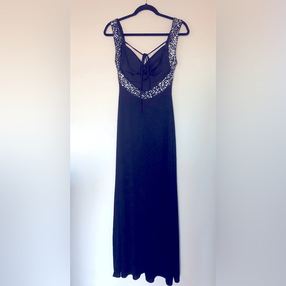 Dusk Collection Sheila Yen Black Evening Gown Sparkling Sequins Sz 2